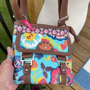Lily Bloom Brightly Patterned, coated “thermoplastic“ Crossbody and More Bag!